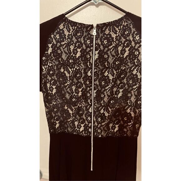 Rebecca Taylor Black Lace Panel Back Zip Short Sleeve Dress SZ 4 - Picture 4 of 11